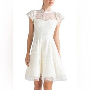 Shoshanna Midnight Everlie Lace Fit and Flare Mini Dress Size 8